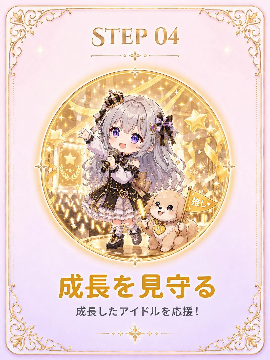 STEP 04 成長を見守る — 成長したアイドルを応援！
